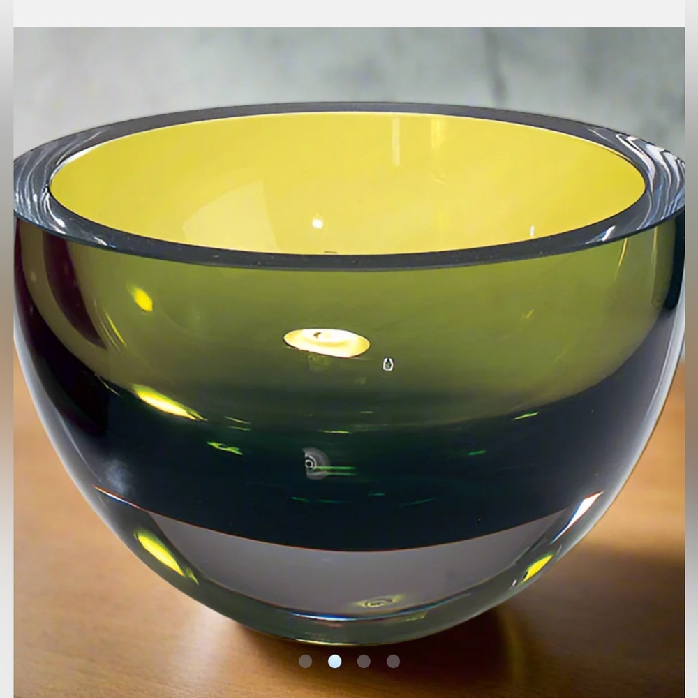 Badash Penelope Olive Green Mouth Blown European Lead Free Crystal 6"